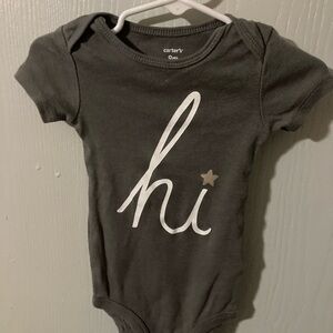 Carter's Gray Bodysuit with White 'hi' and Star